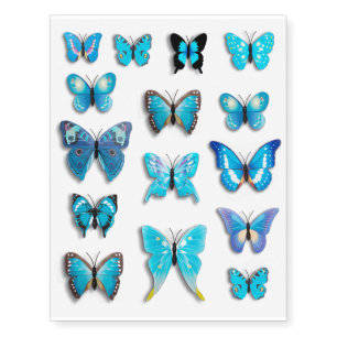 Blue Fantasy Butterflies Temporary Tattoos
