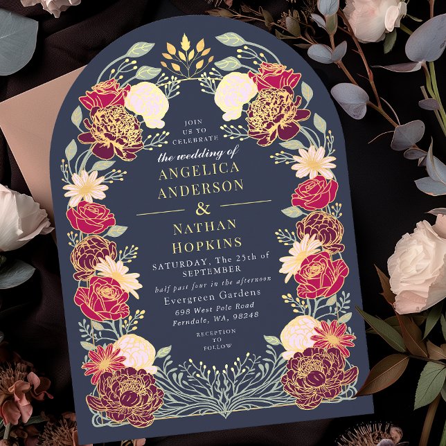 Blue Fantasy Enchanted Floral Garden Wedding Arch Invitation (Creator Uploaded)