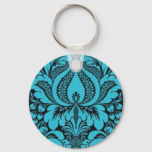 Blue Fantasy Floral Key Chain