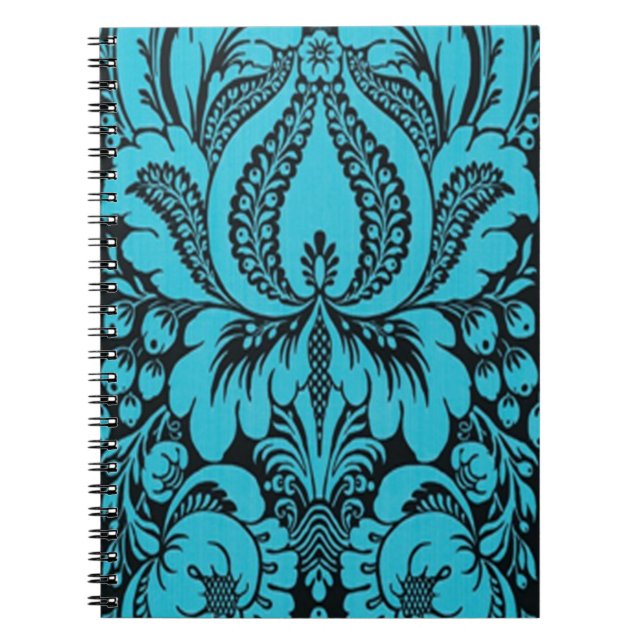 Blue Fantasy Floral Spiral Notebook (Front)
