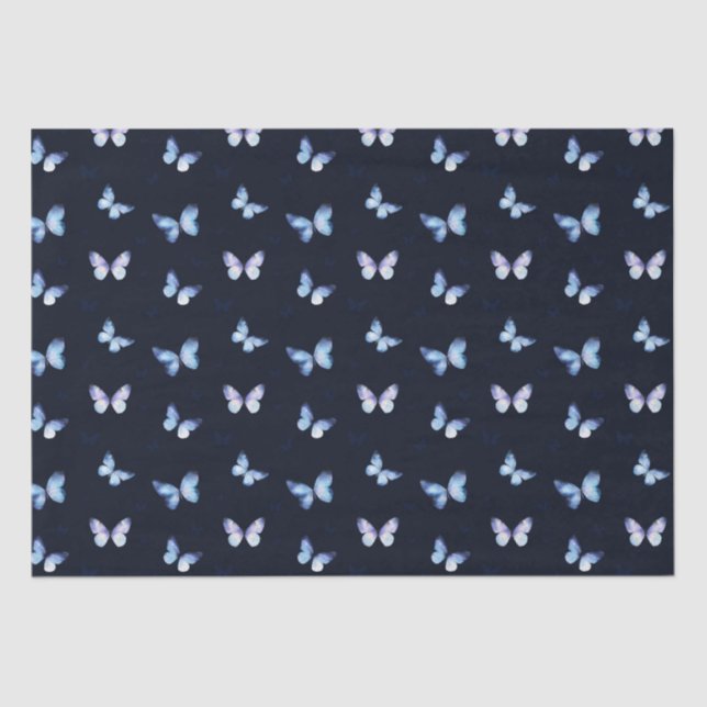 Blue Fantasy galaxy butterflies Tissue Paper (Front)