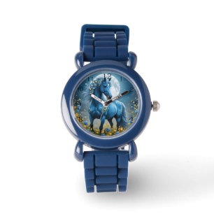 Blue Fantasy Magical Horse Moon Flowers, Watch