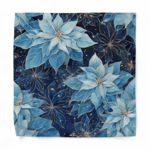 Blue Fantasy Poinsettia Bandana