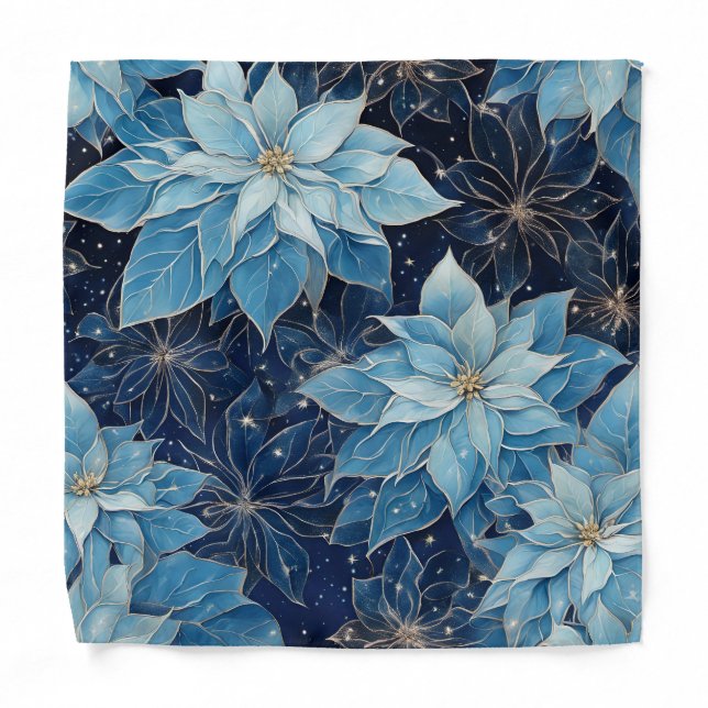 Blue Fantasy Poinsettia Bandana (Front)