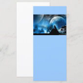Blue Fantasy Rack Cards with Wolf and Moon (Front/Back)