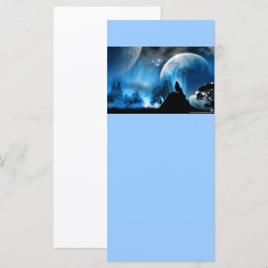 Blue Fantasy Rack Cards with Wolf and Moon (Front/Back)
