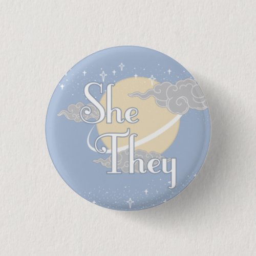 Blue Fantasy SheThey Pronouns  Button