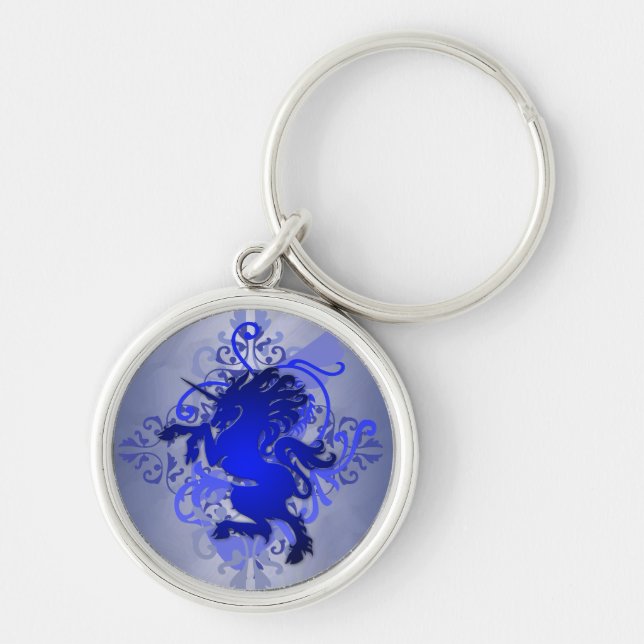 Blue Fantasy Urban Unicorn Keychain (Front)
