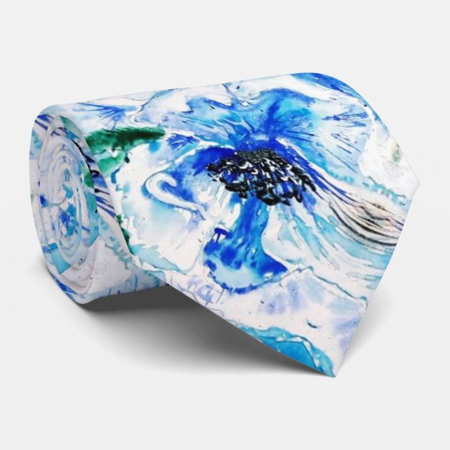 Blue Fantasy - Watercolor Art 1 Neck Tie (Rolled)