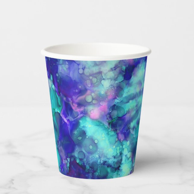 blue fantasy watercolors : paper cups (Front)