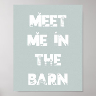 Blue Farm Barnyard Birthday Tabeltop Sign/Poster Poster