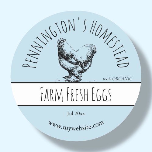 Blue  Farm Fresh Egg Labels