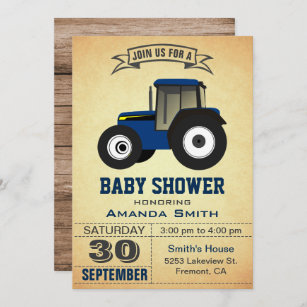 Blue Tractor Invitations Zazzle