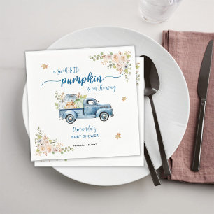 Blue Farm Truck Little Pumpkins Baby Shower Napkins