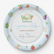 Blue Farm Vegetables Boy Baby Shower Paper Plates