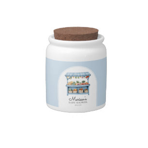 Blue Farmers Market Boy Baby Shower Candy Jar