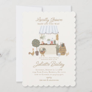 Blue Farmers Market Farm Baby Shower Invitation
