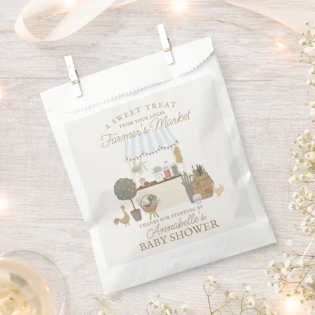 Blue Farmers Market Farm Fresh Baby Shower Favor Bag (Clipped)