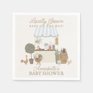 Blue Farmers Market Farm Fresh Baby Shower Napkins