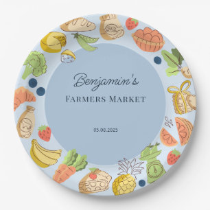 Blue Farmers Market Farm Fresh Birthday Paper Plates