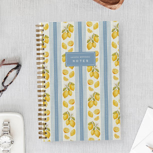 Blue Farmers Market Lemon Personalized Notebook