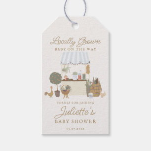 Blue Farmers Market Locally Grow Baby Shower Favor Gift Tags