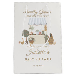 Blue Farmers Market Locally Grow Baby Shower Favor Medium Gift Bag