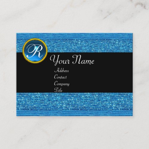 BLUE FASHION BEADS SAPPHIRE GEM MONOGRAM BUSINESS CARD