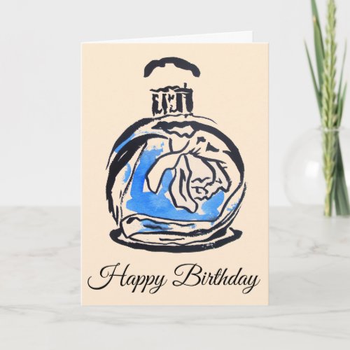 Blue fashion birthday perfume bottle card