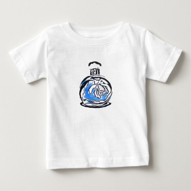 Blue fashion illustration perfume bottle baby T-Shirt (Front)