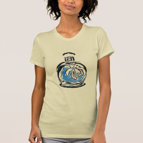 Blue fashion illustration perfume bottle T_Shirt