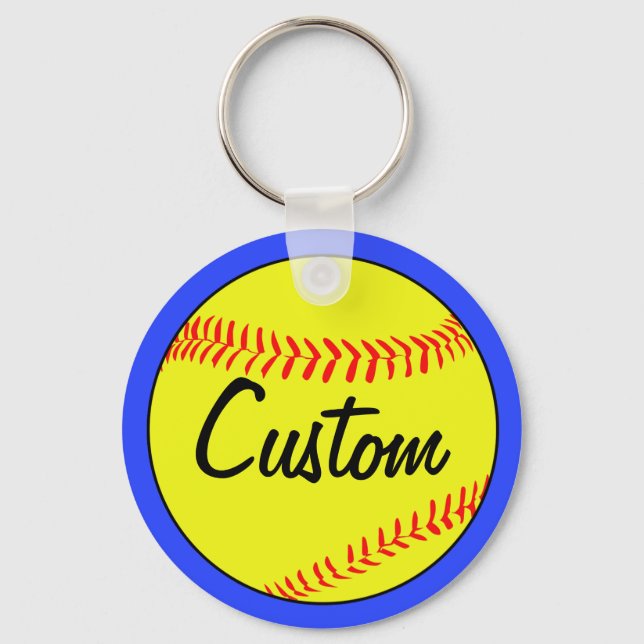 Blue Fastpitch Softball Team, Player, Coach Custom Keychain (Front)