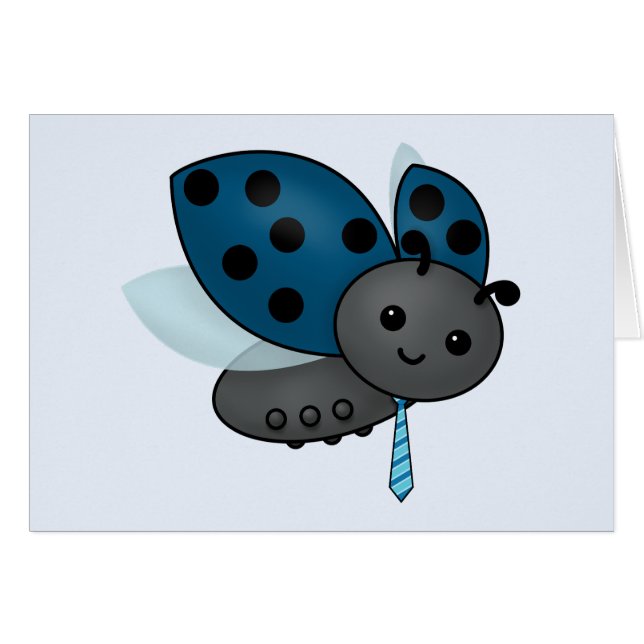 Blue Father Ladybug in a Necktie Cards (Front Horizontal)