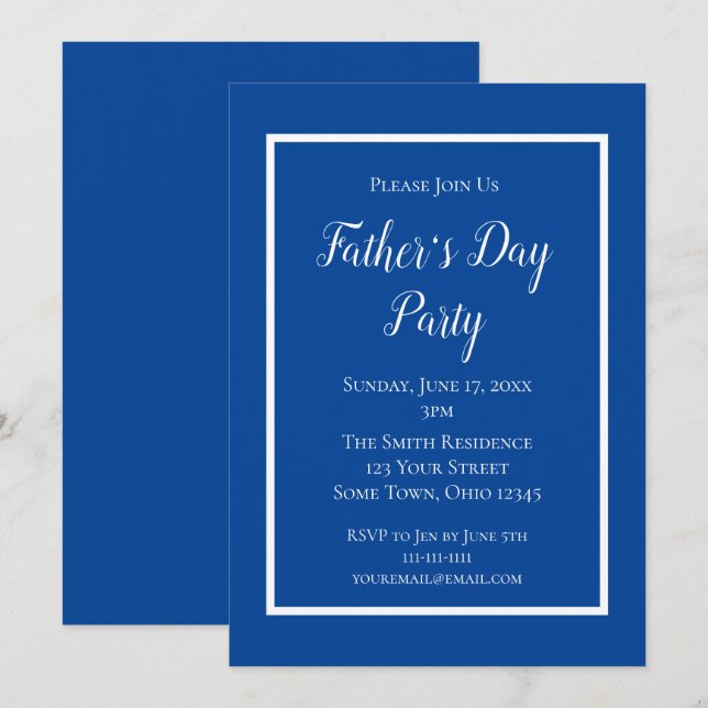 Blue Father's Day Party Invitation (Front/Back)