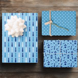 Blue Father's Day Wrapping Paper Sheets