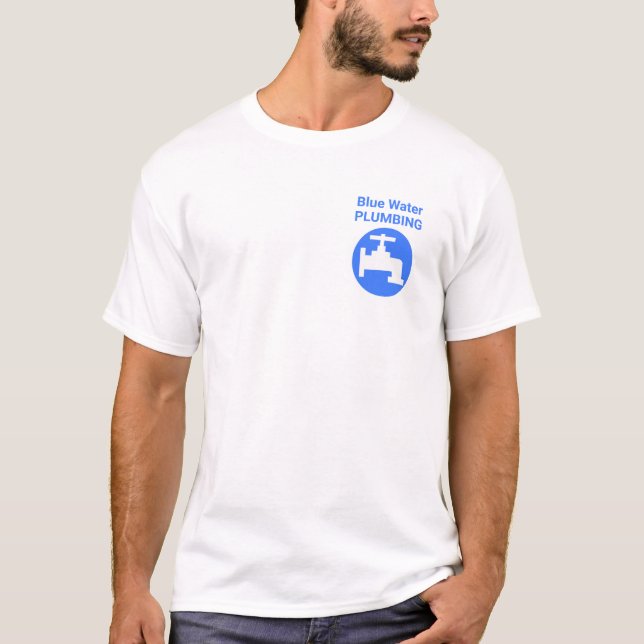 Blue Faucet Home Plumbing T-Shirt (Front)