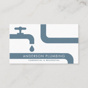 Blue Faucet & Pipes Plumbing Business Card