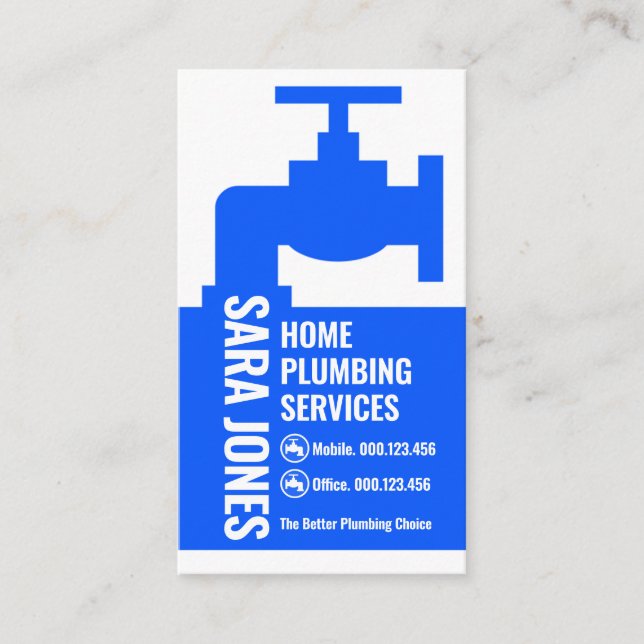 Blue Faucet Plumbing Leaking Business Card (Front)