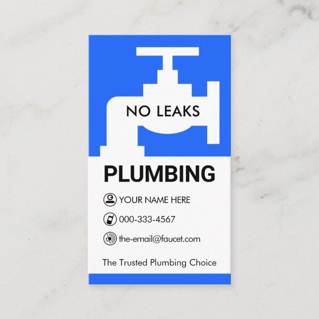 Blue Faucet Plumbing Motif Business Card (Front)