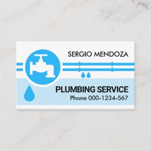 Blue Faucet Plumbing Pipe Business Card