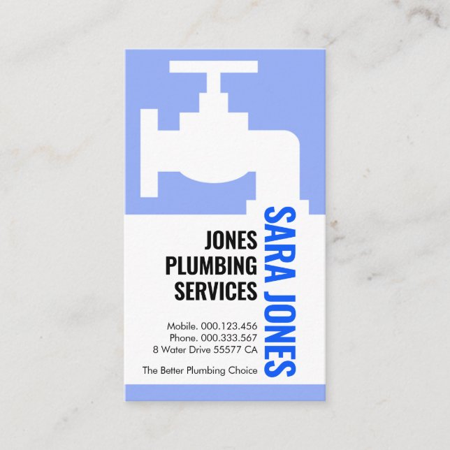Blue Faucet Your Name Waterflow Business Card (Front)