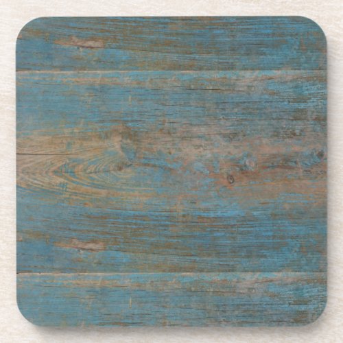 Blue Faux Beach Wood Texture Beverage Coaster