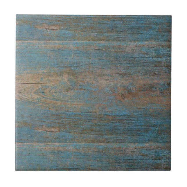 Blue Faux Beach Wood Texture Ceramic Tile (Front)