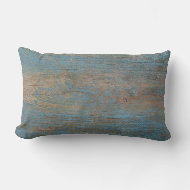 Blue Faux Beach Wood Texture Outdoor Pillow (Front)