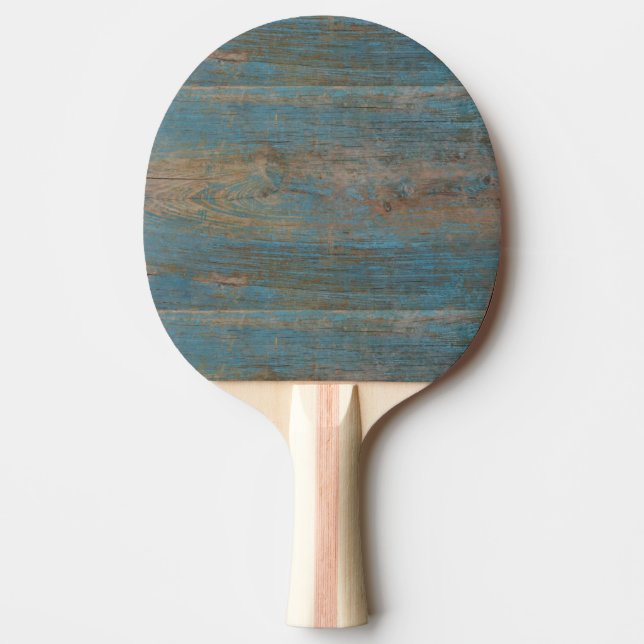 Blue Faux Beach Wood Texture Ping Pong Paddle (Front)