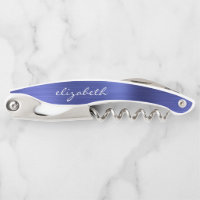 Blue Faux Brushed Metal Personalized Script