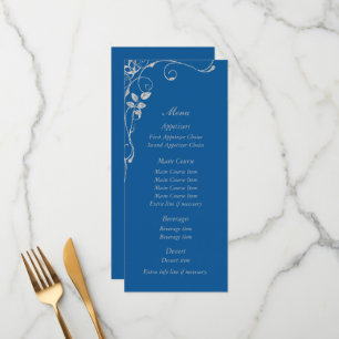 Blue Faux Diamond Heart Swirl Wedding Menu