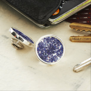 Blue Faux Diamonds Glitter Lapel Pin
