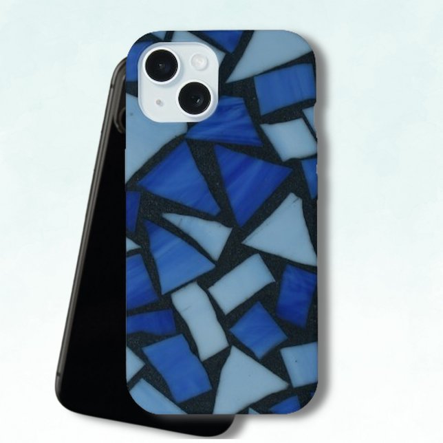 Blue Faux Glass Mosaic  iPhone 15 Case (Creator Uploaded)