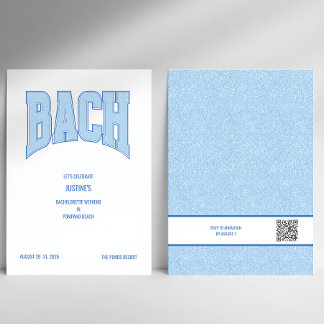 Blue Faux Glitter BACH Bachelorette Party  Invitation